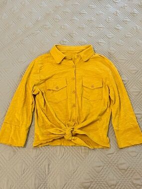 Women’s Yellow Tie Waist Top, Size Medium